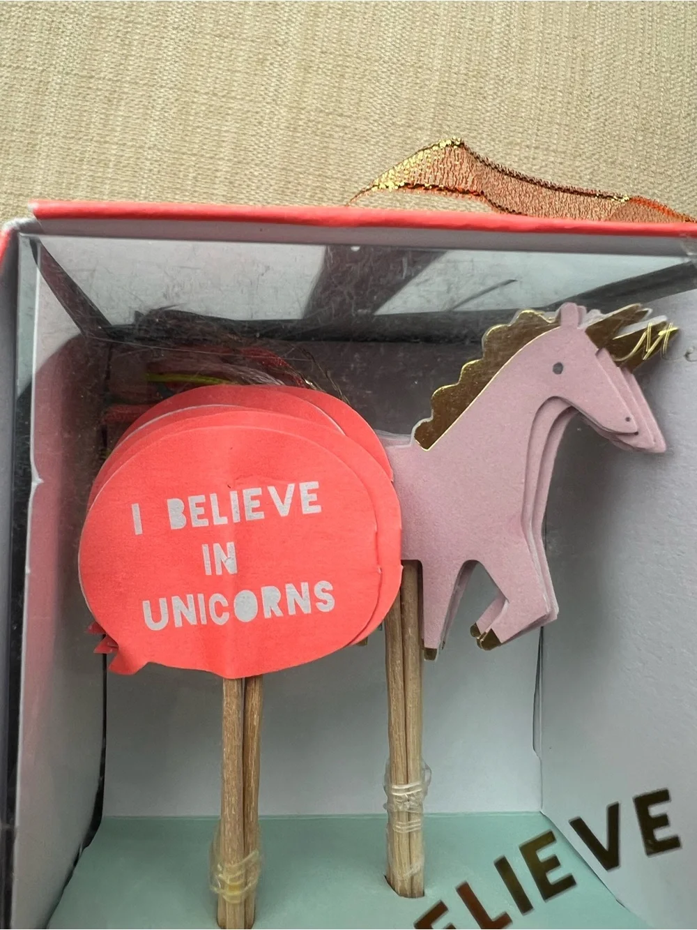 🆕 48 Meri Meri Cupcake Topper Unicorns Rainbows Metallic Gold Birthday Party NWT
